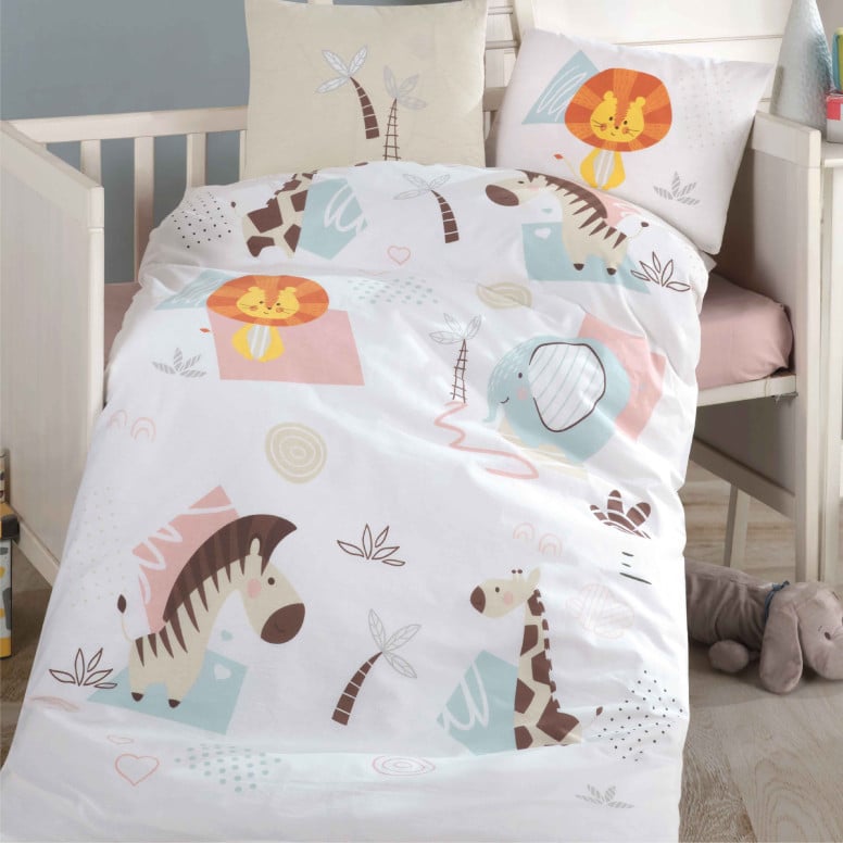 Lenjerie Patut Bebe Sweet Zoo Bej (Bumbac 100%) - 1 | YEO