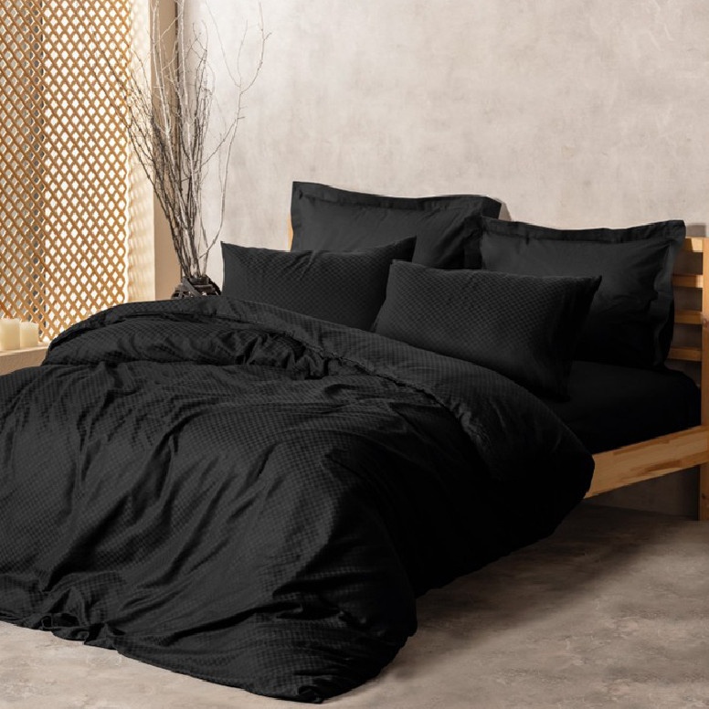 Lenjerie Plaid Negru (Bumbac 100%)