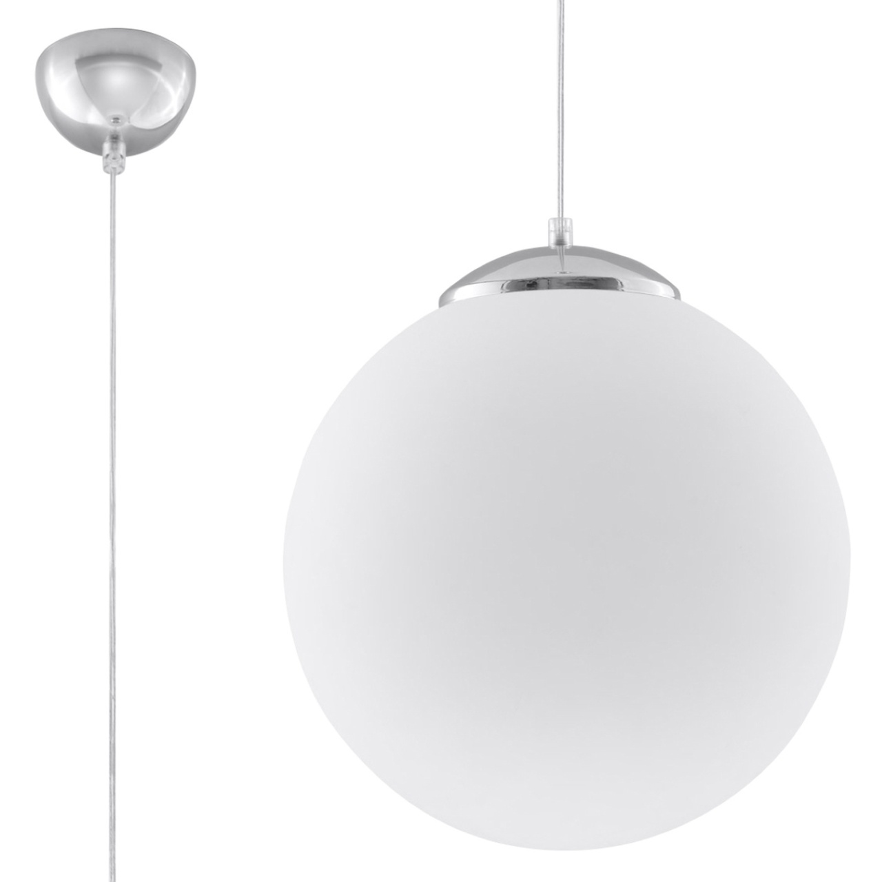 Lustra suspendata Ugo Argintiu 40x40x130 cm