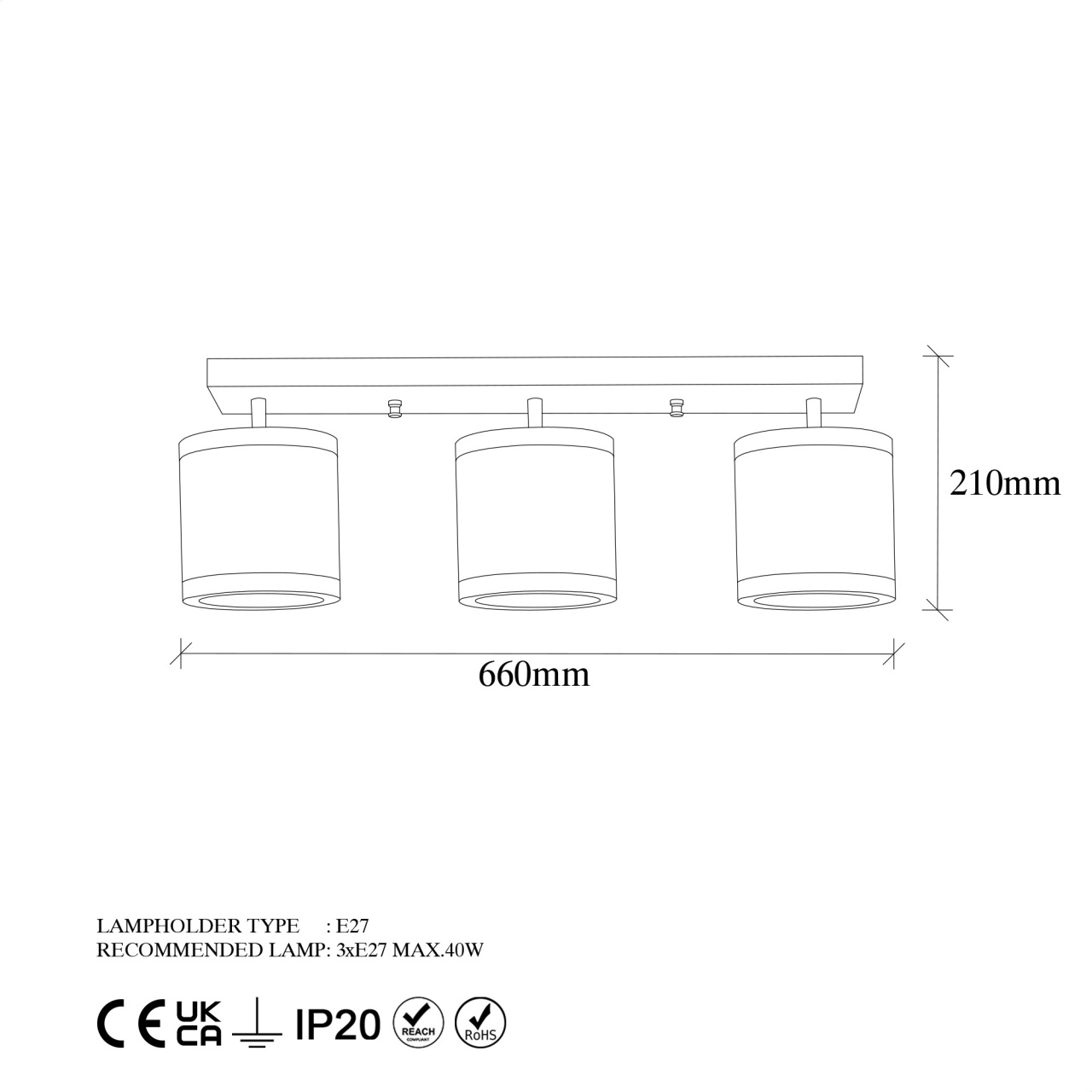 Lustra Way Caramiziu 66x15x21 cm