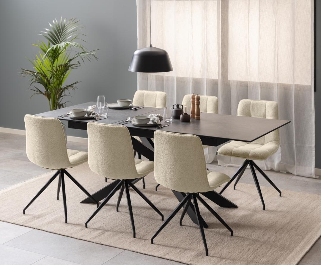 Masa dining Irwine, Negru, 76x210x90 cm - Imagine 2