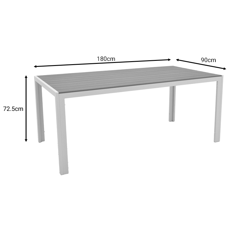 Masa Nares aluminiu alb placaj natural 180x90x72.5 cm