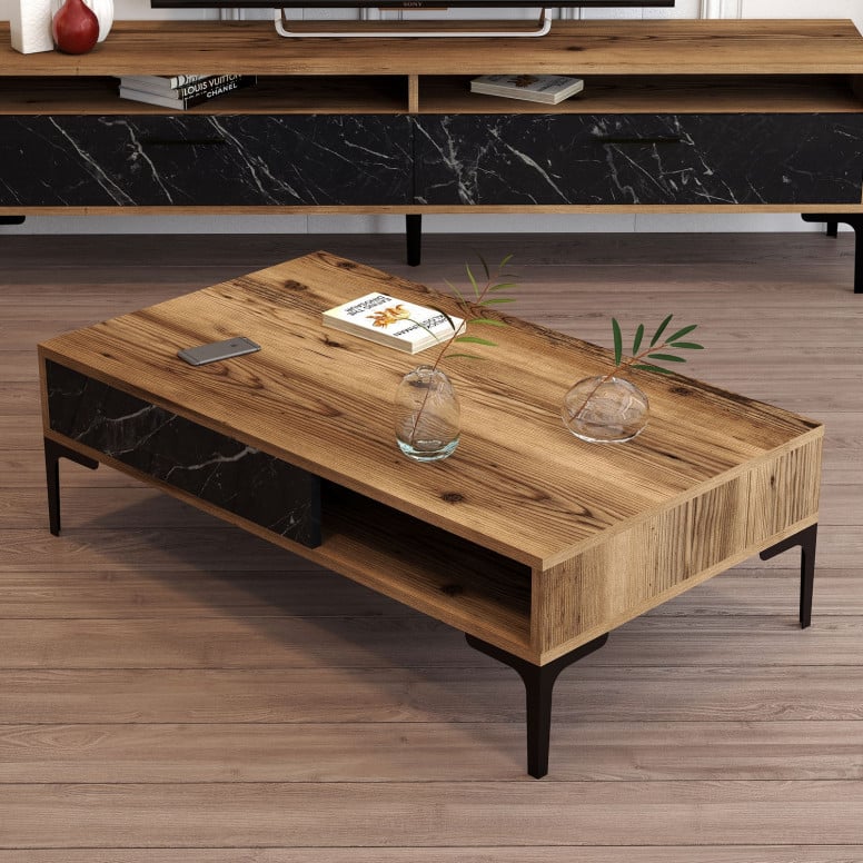 Masuta de Cafea Istanbul - Walnut, Negru Marble - 1 | YEO