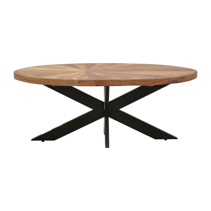 Masuta de cafea ovala Fardy lemn masiv de acacia, culoarea nuc - negru 120x60x45cm - 2 | YEO