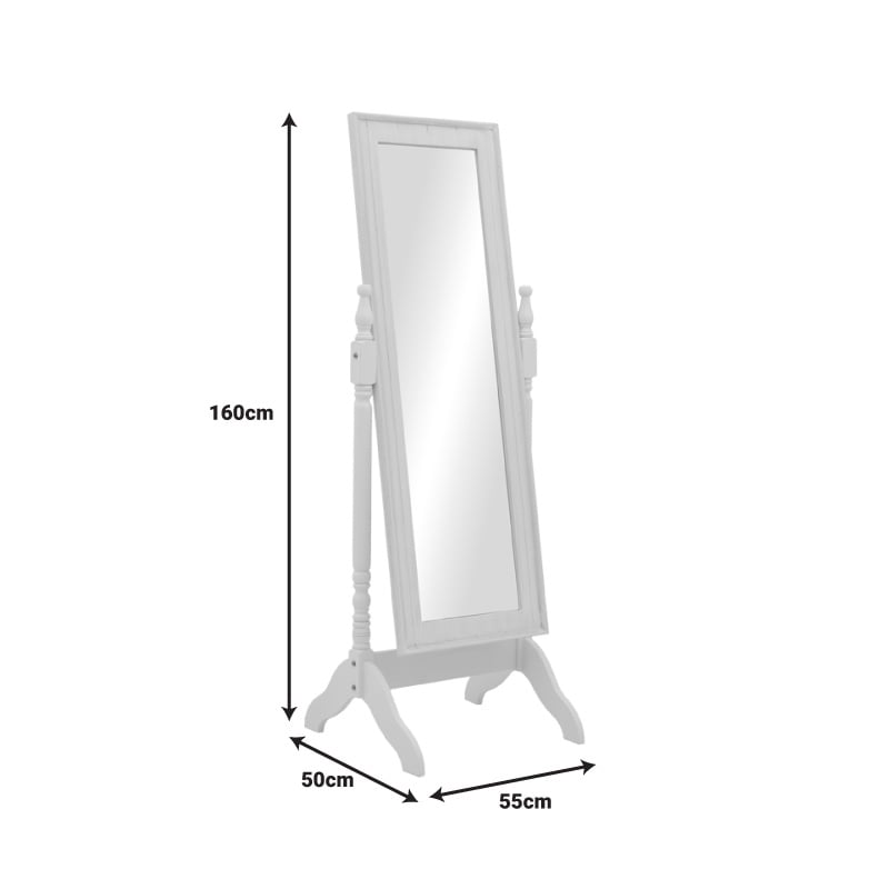 Oglinda cu suport Joliene Pako World Alb 55x50x160 cm