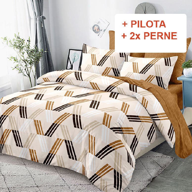 Pachet Lenjerie cu Elastic 180x200 cm + Pilota + Perne Adam (Finet)