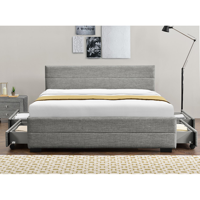 Pat dublu cu spatiu de depozitare 160x200 cm Antigone 20487 Gri deschis - 3 | YEO