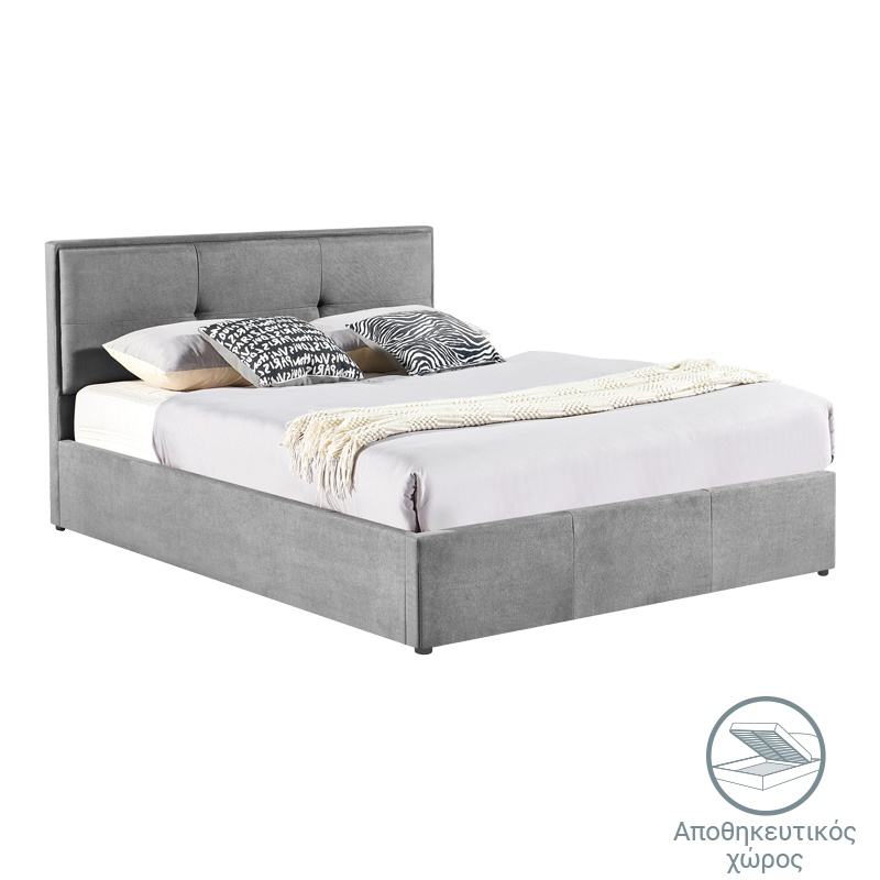 Pat dublu cu spatiu de depozitare Sonnie Pako World Gri inchis 150x200x30 cm