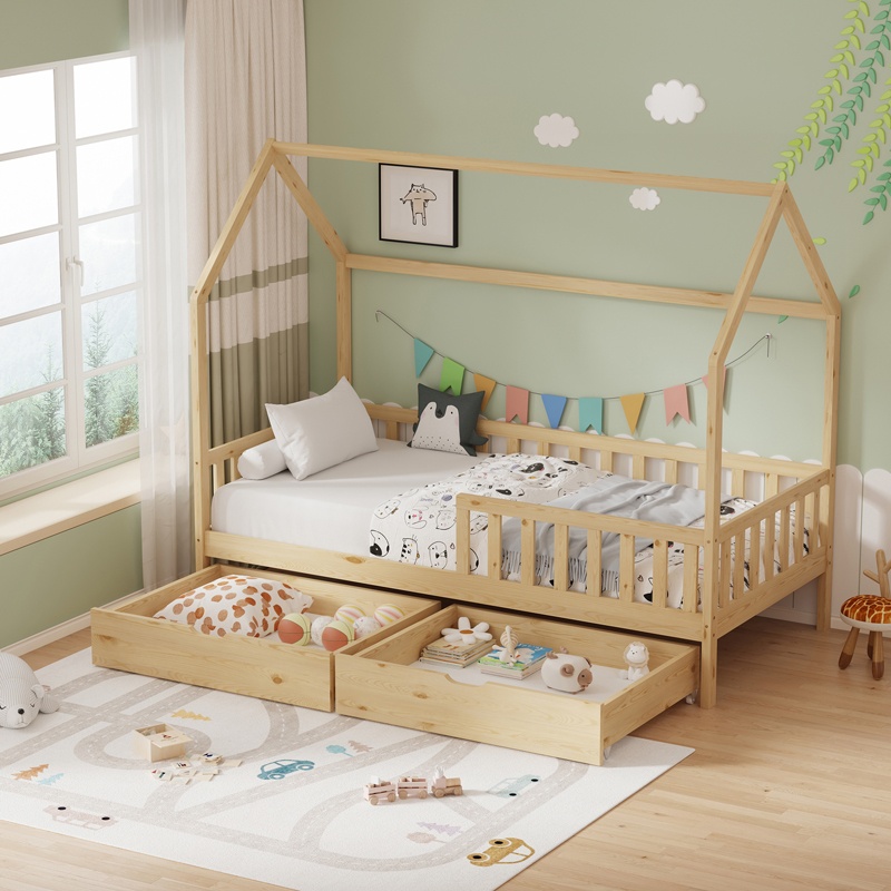 Pat pentru copii Piccolo, Pako World, Natural, 90x190 cm - 1 | YEO