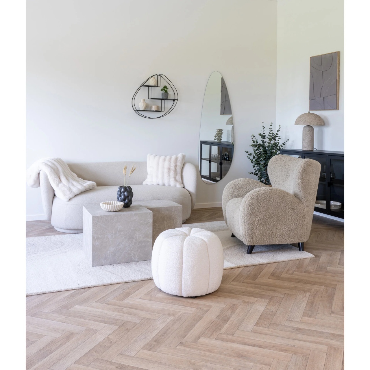 Perna decorativa Galena, Alb, 45x45 cm - Imagine 3