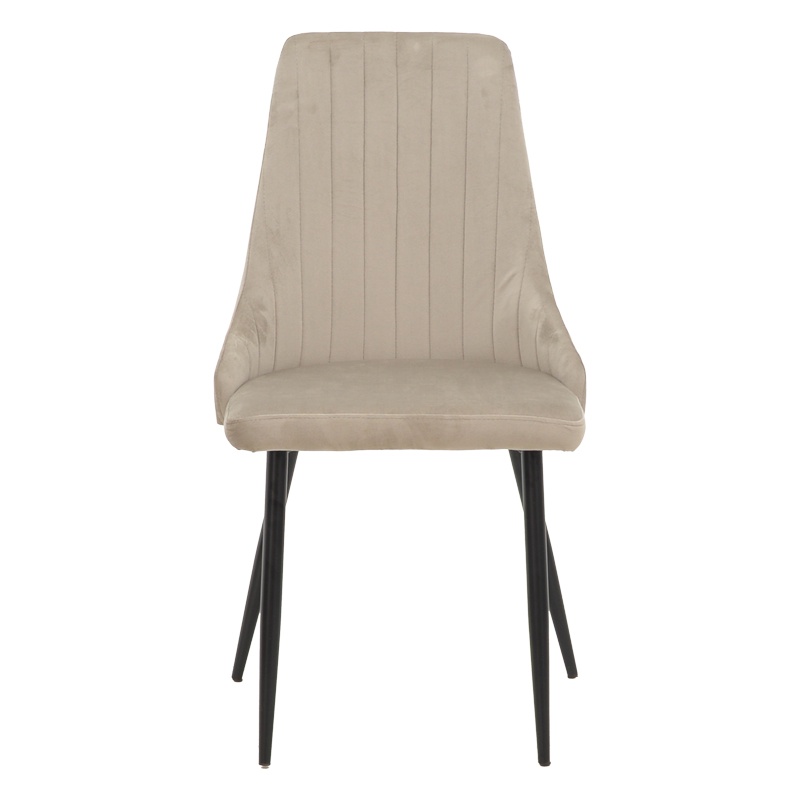 Scaun Azori catifea bej gri cu picioare metalice negre 49x55x85 cm - 3 | YEO
