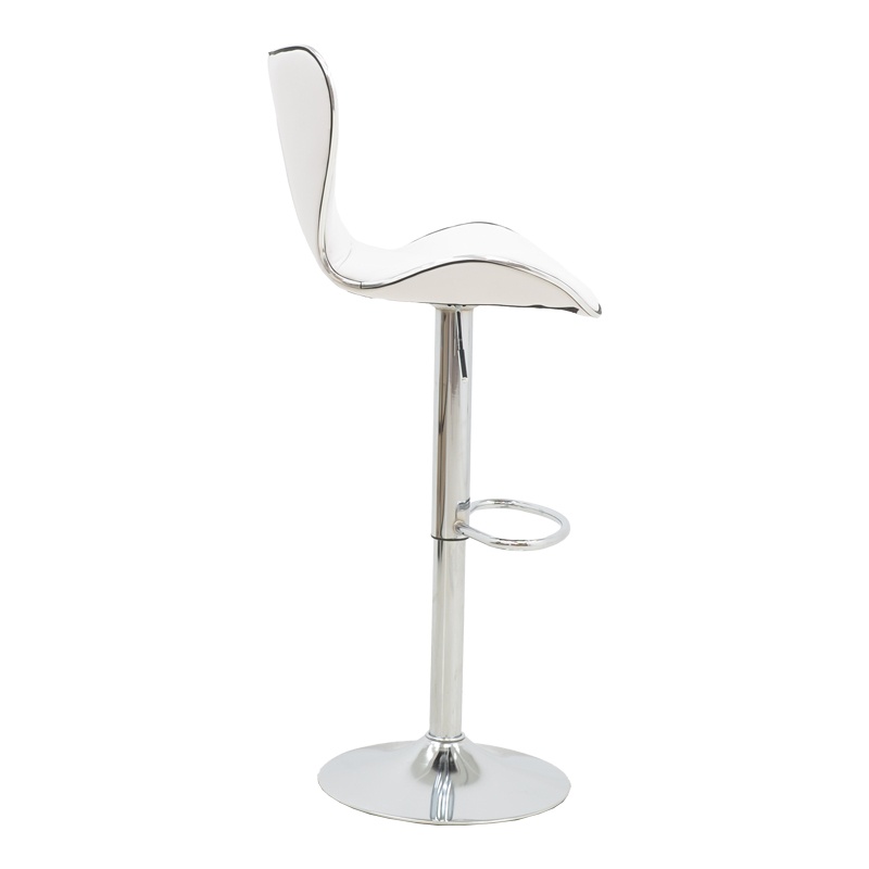Scaun bar Jorine inaltime ajustabila piele ecologica PU baza cromata alb 53x44x114 cm - 3 | YEO