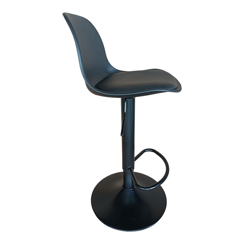 Scaun bar Louser inaltime ajustabila negru plastic PP cu perna baza metal negru 44x46x114 cm - 1 | YEO