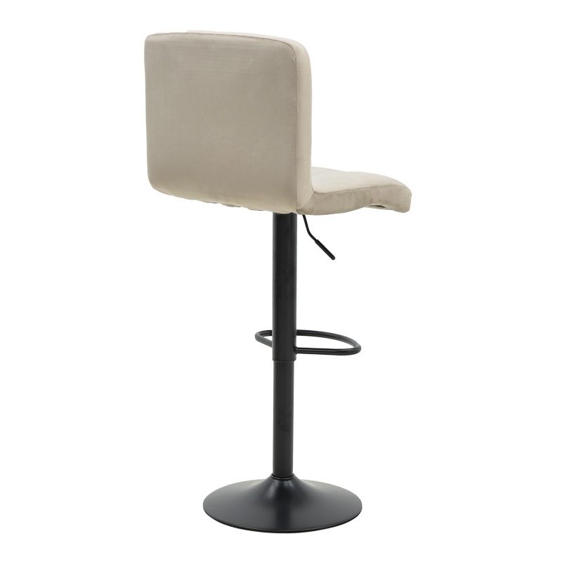 Scaun bar Remina inaltime ajustabila catifea bej baza negru mat 44x44x112 cm - 1 | YEO