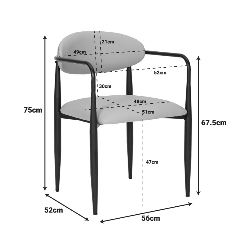 Scaun cu brate Kalone Gri 56x55x78 cm