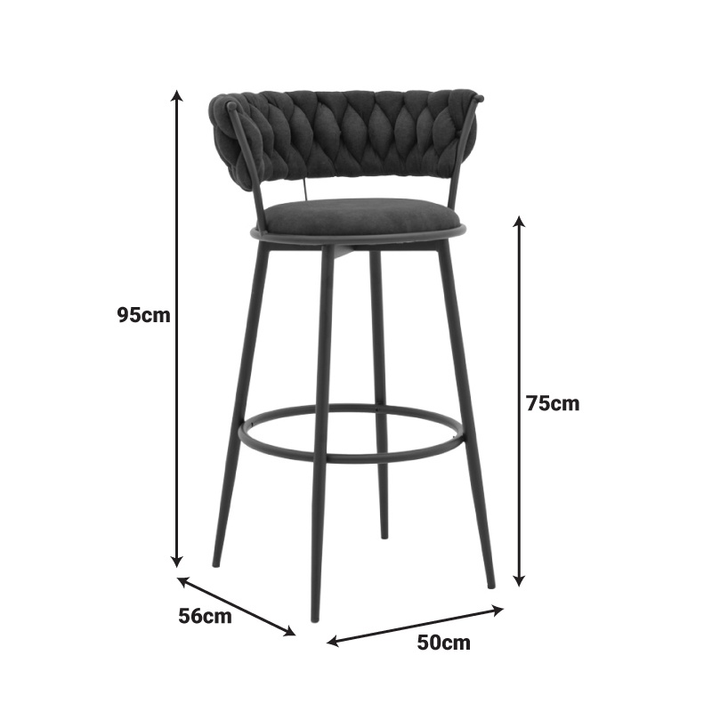 Scaun de bar Alkia I Negru 50x56x95 cm