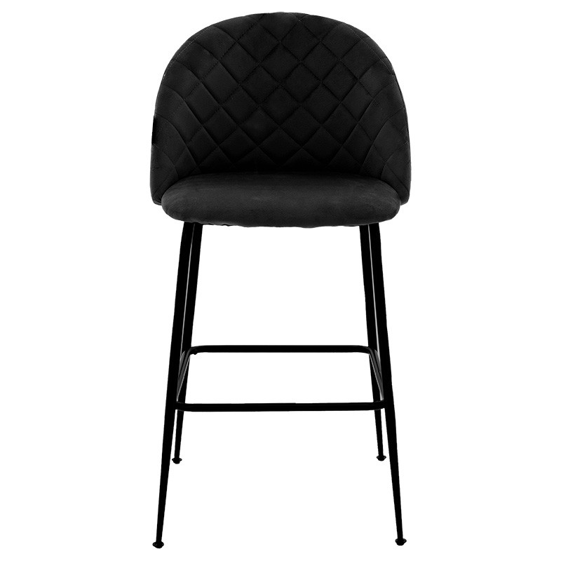 Scaun de bar Kudos picioare metalice negre - negru catifea - 3 | YEO