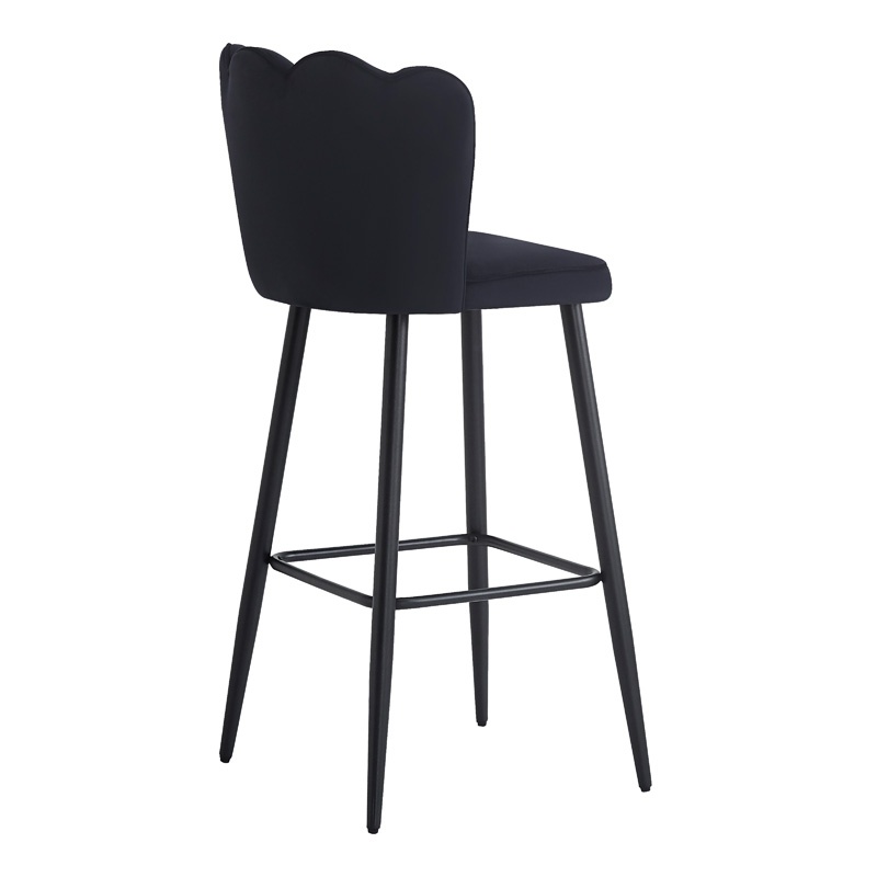Scaun de bar Velvi, Pako World, Catifea neagra, 46x45x105 cm - 2 | YEO