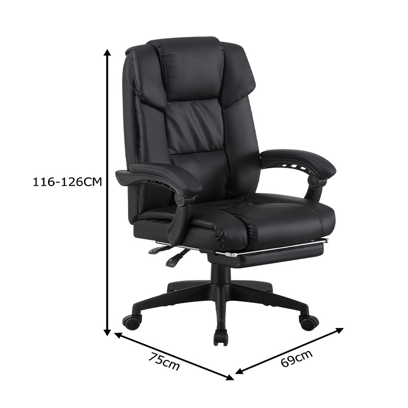 Scaun de birou cu suport picioare, Garnut, Pako, Negru 69x75x126 cm - 5