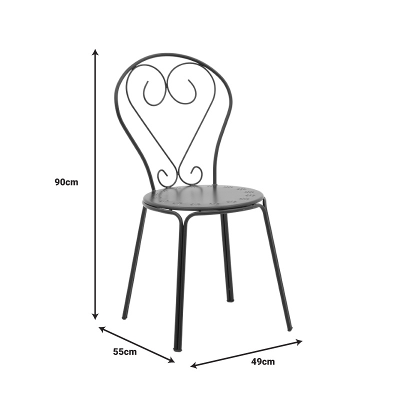Scaun de gradina Chari metalic stivuibil negru 49x55x90 cm