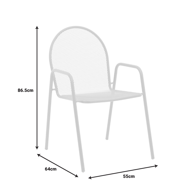 Scaun de gradina Tarete stivuibil alb metal 55x64x86.5 cm