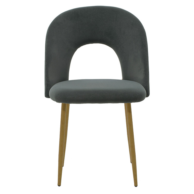 Scaun Jonah catifea gri inchis picioare culoare lemn natural 55x57x87cm - 3 | YEO