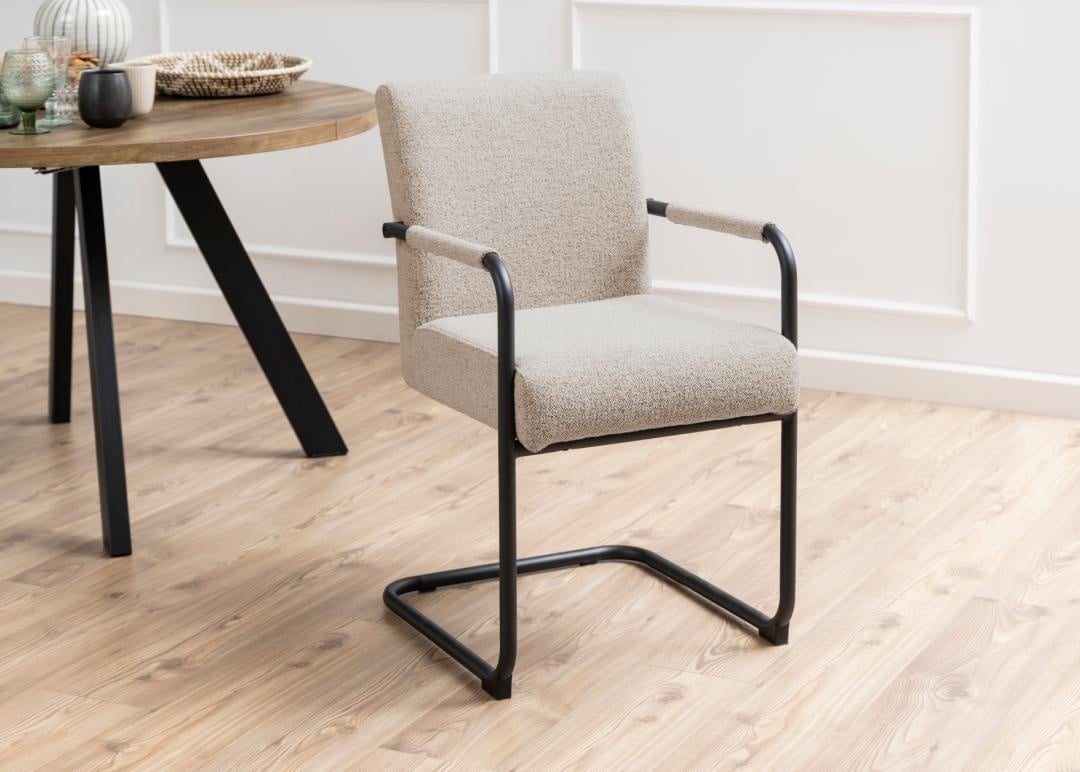 Set 2 piese Scaune dining Adele, Bej, 84.5x50.5x64.5 cm