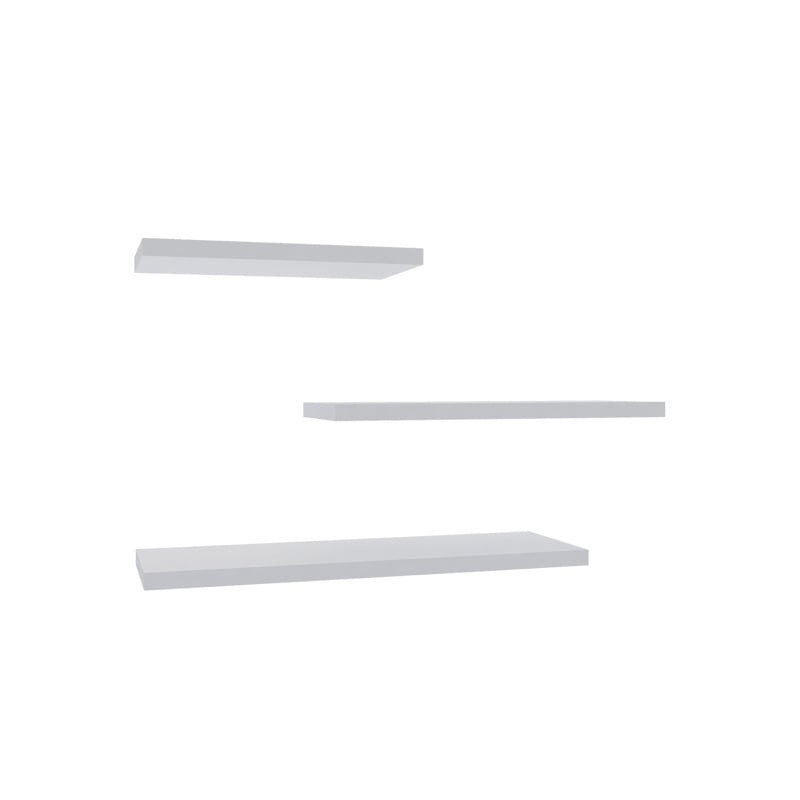 Set 3 rafturi de perete Leila Pako World Alb 40x14x2 cm
