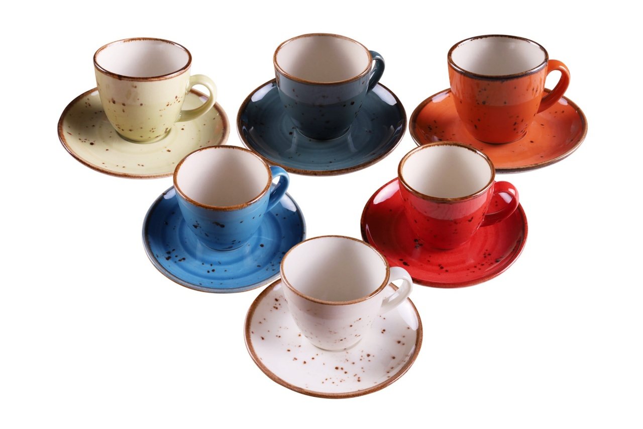 Set cești de cafea, 12 bucati LUN12DBMIX Multicolor 6x6x3 cm