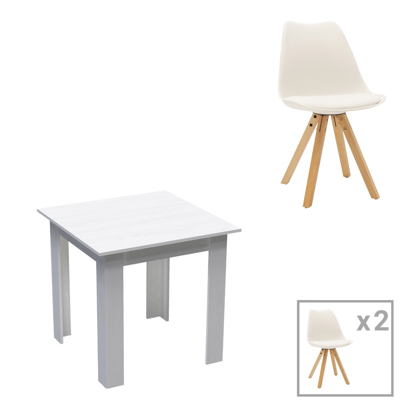 Set dining Manka I-Caron, Pako World, 3 piese, Alb, 80x80x77 cm