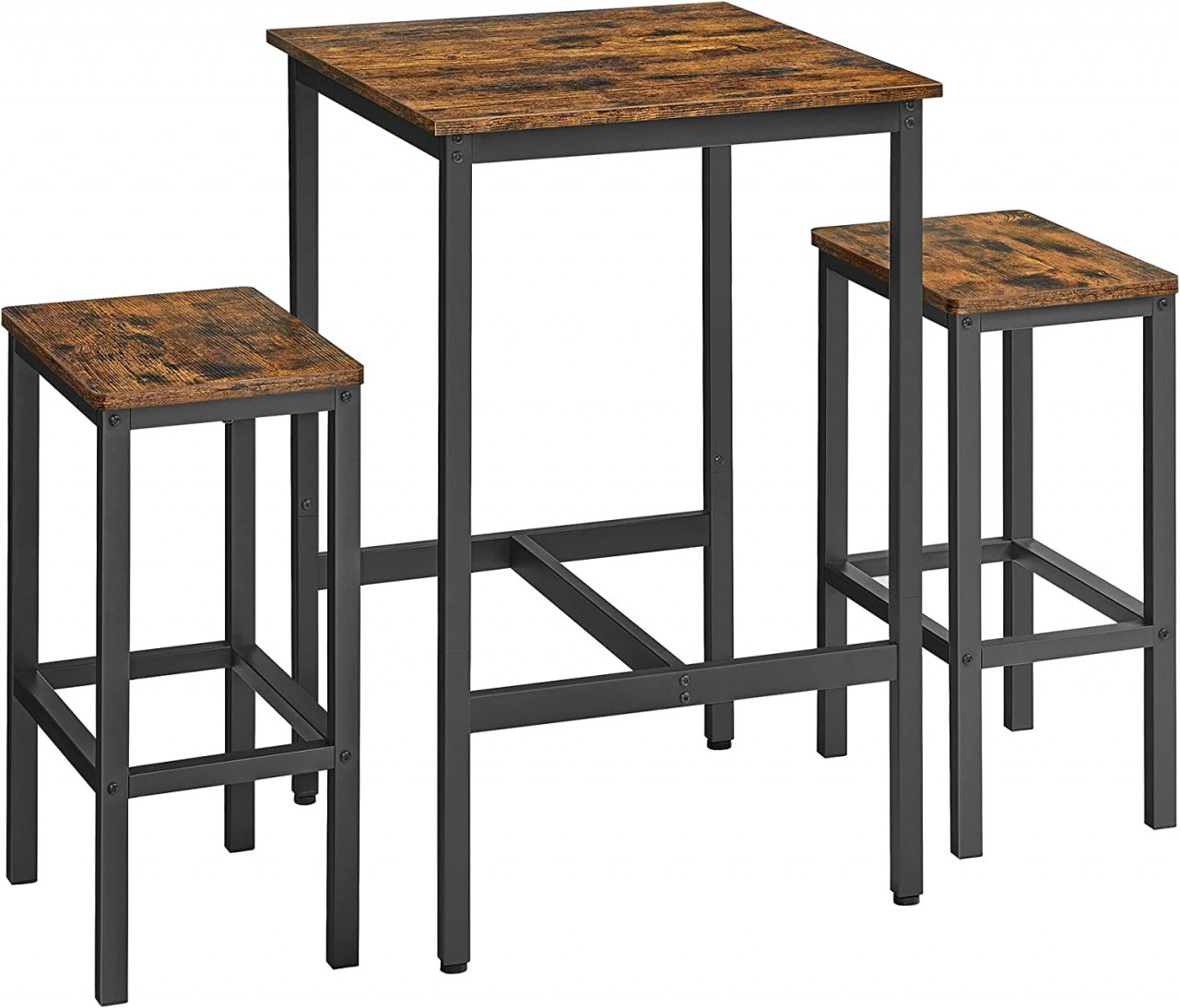 Set masa de bar, Vasagle, Maro-Negru, 60x60x90 cm - 1 | YEO