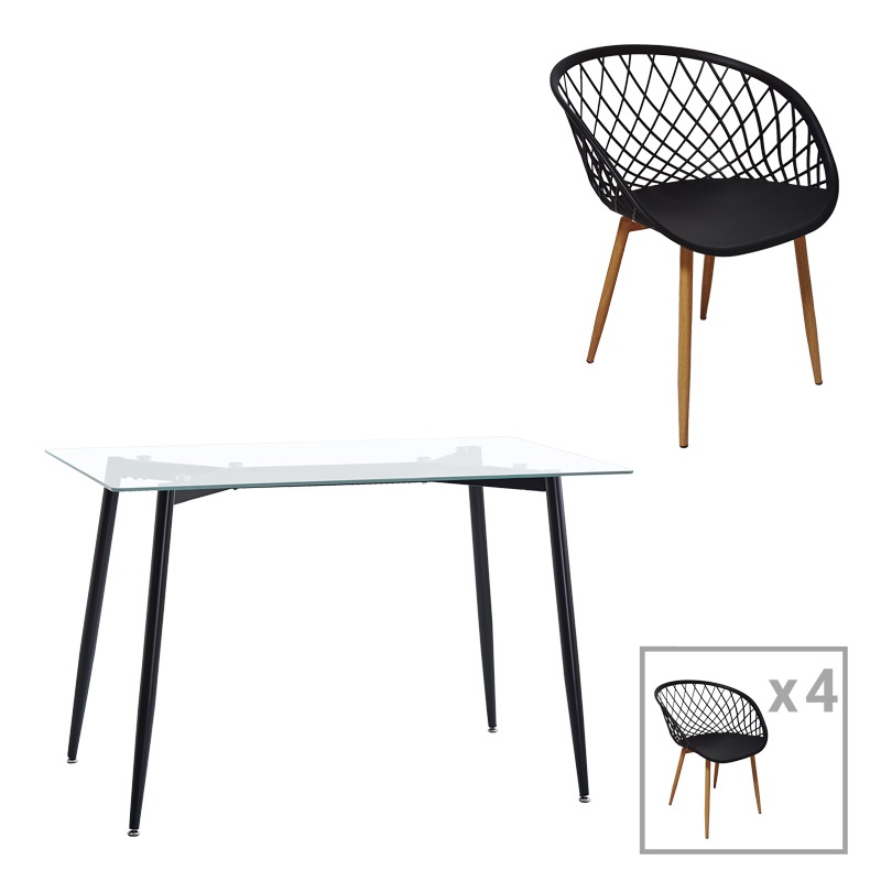 Set masa si scaune 5 buc Quana-Ezra Transparent 120x70x75 cm