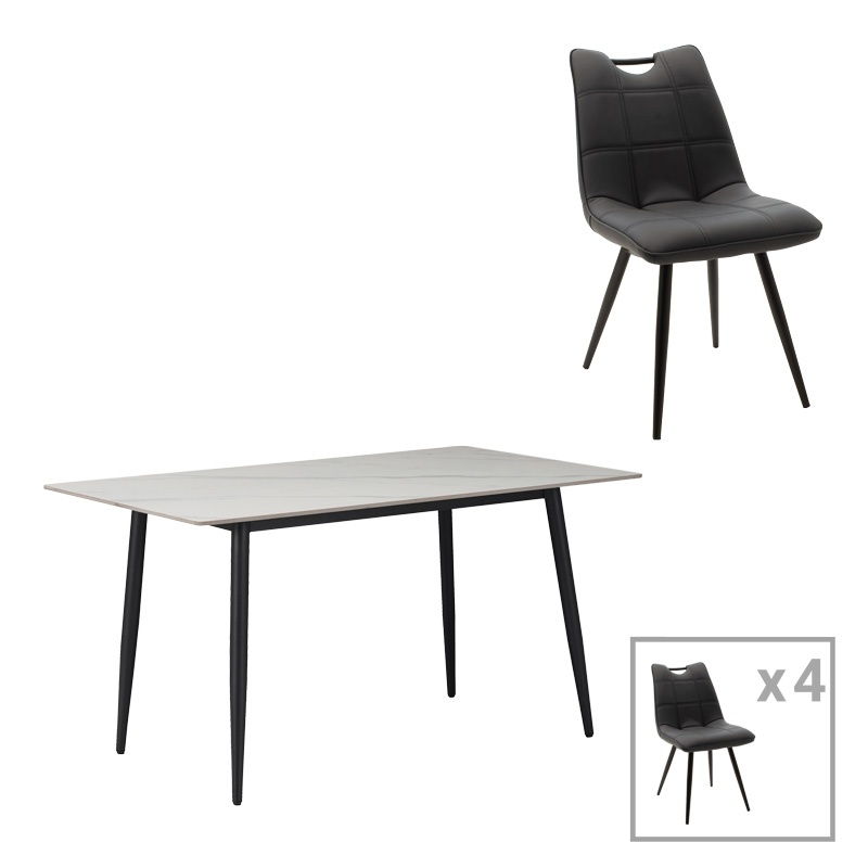Set masa si scaune 5 piese Gustas-Nely Alb 120x60x75 cm