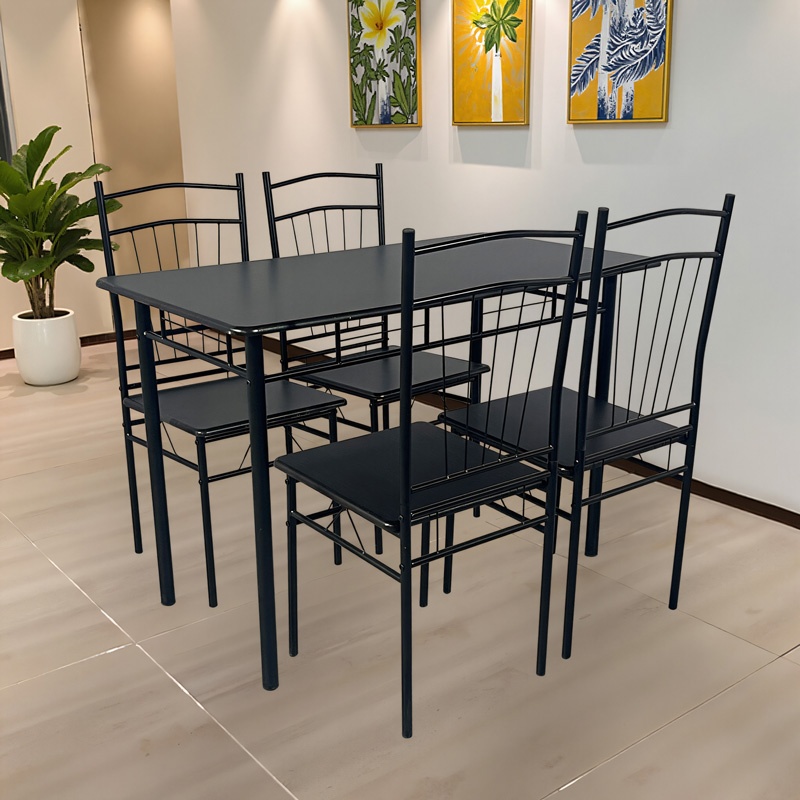 Set masa si scaune 5 piese Reforia Negru 110x60x74 cm - 1 | YEO
