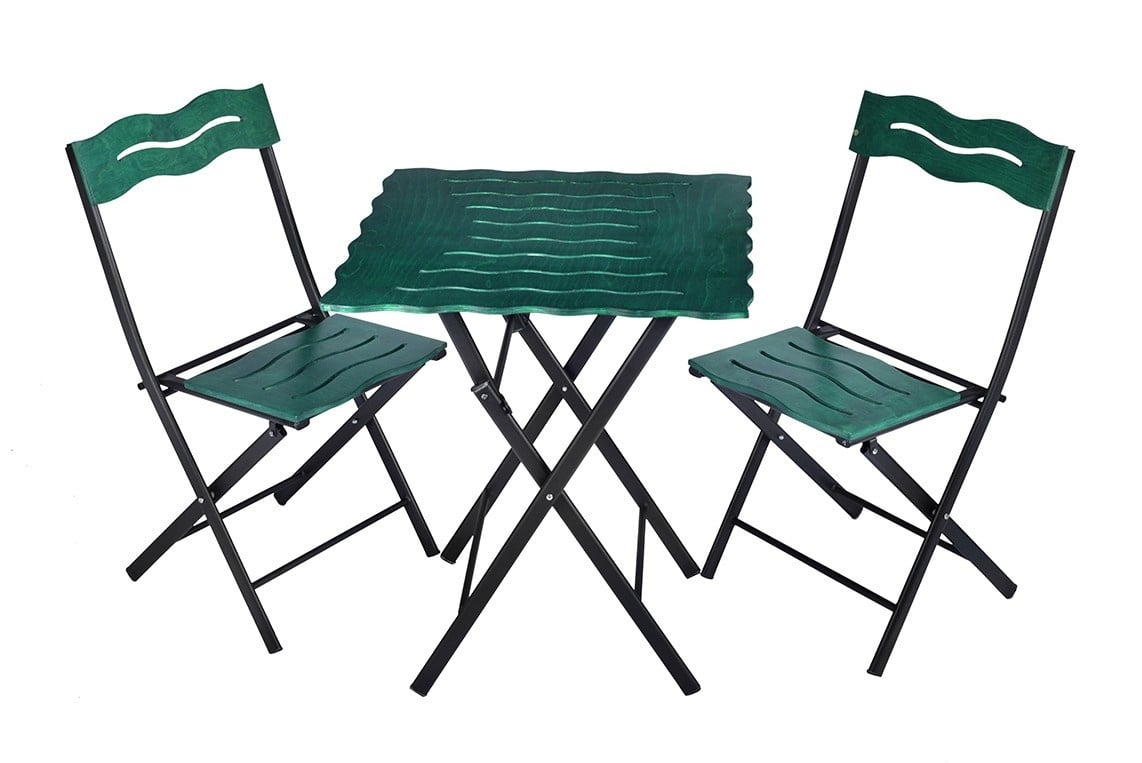 Set masa si scaune de gradina (3 piese) Bistro Set 6 Verde 60x60x73 cm - 3 | YEO