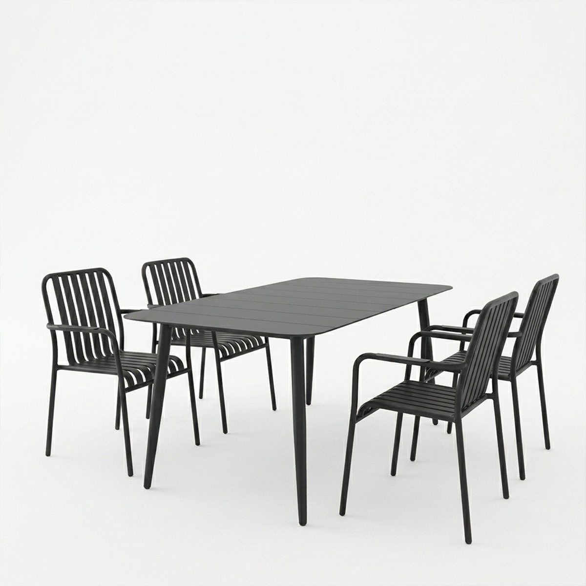 Set masa si scaune dining, 5 buc, Heven Vista, Pako, Negru 150x80x72 cm - 2