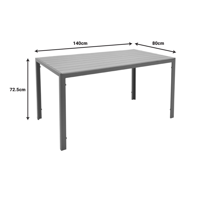Set masa si scaune Nares-Uplif, Antracit, Natural, 140x80x72 cm