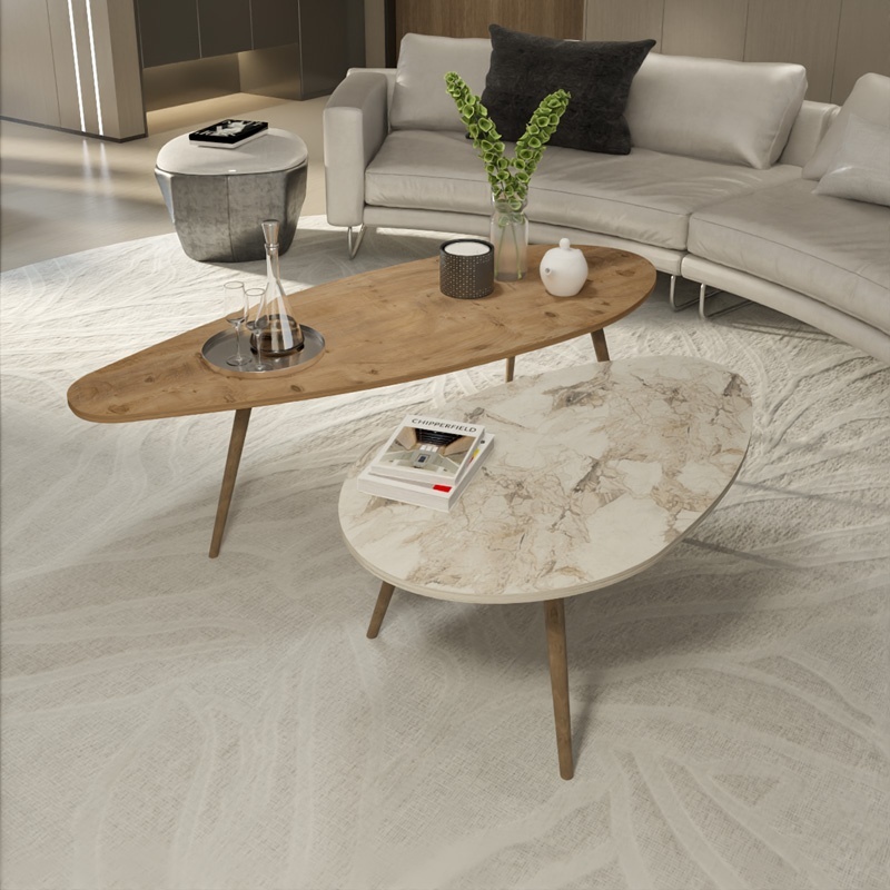 Set Masuta de cafea 2 buc Monty Marmura 116x46x46 cm - 2