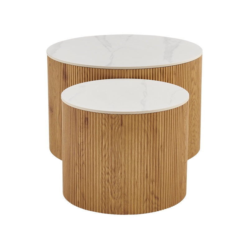 Set masute de cafea, 2 buc, Nelba, Pako, Alb 70x70x50 cm - 5