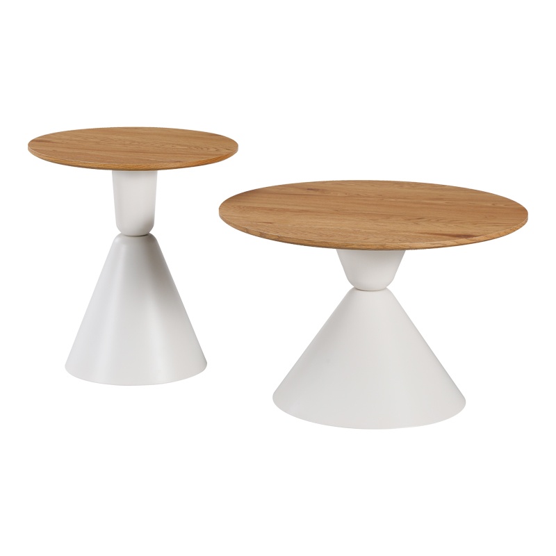 Set masute de cafea, 2 buc, Obsidian, Pako, Alb 70x70x43 cm - 2