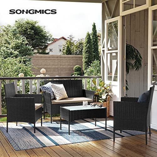 Set mobilier de gradina, Songmics, Negru, 58x49x85 cm