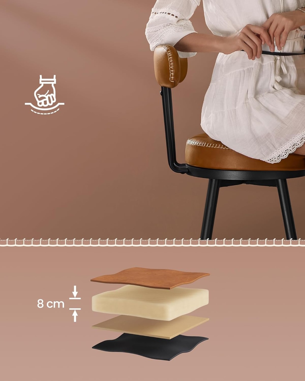 Set scaune de bar Caramel Vasagle 54x54x90.5 cm