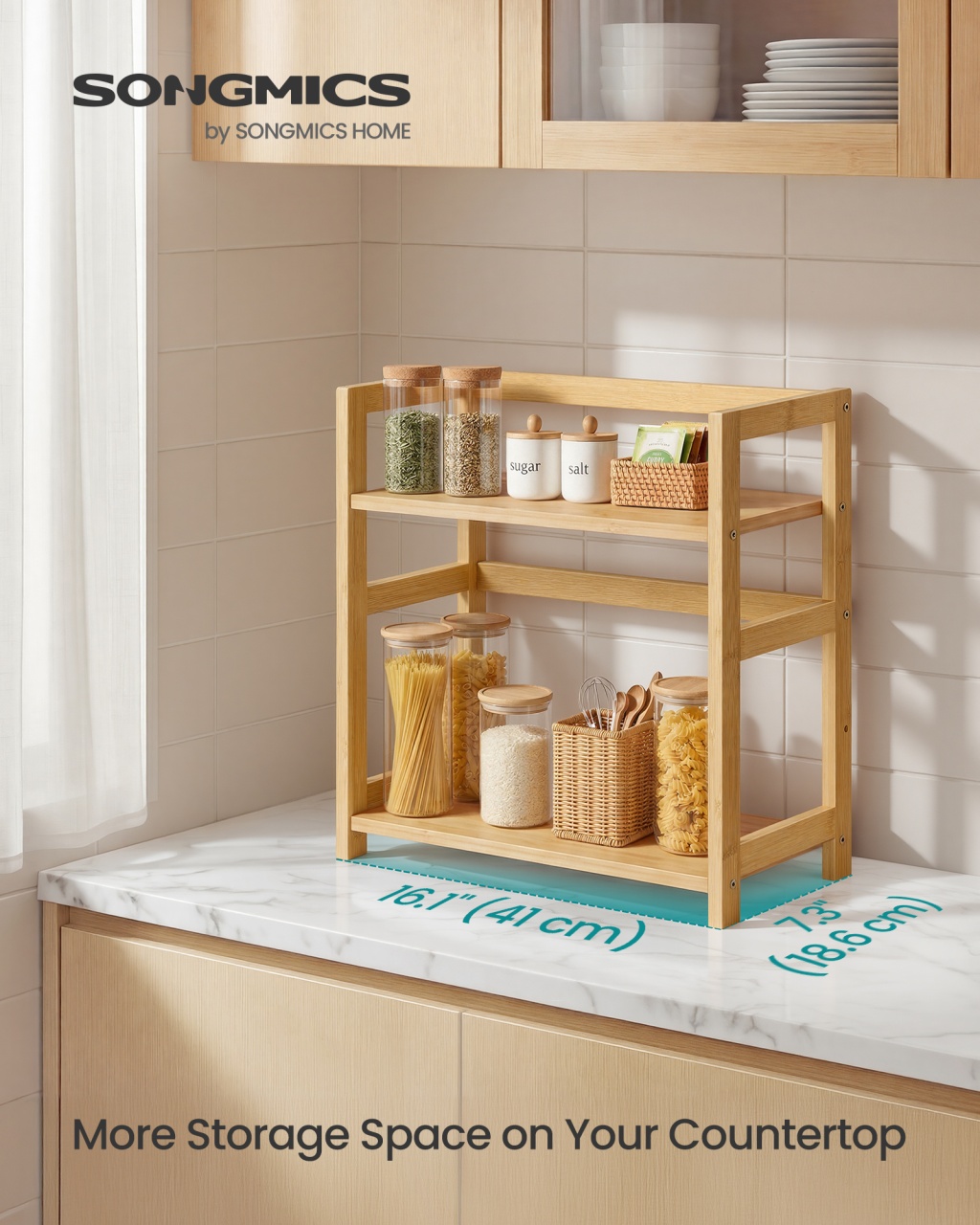 Suport pentru condimente, Bambou, Songmics, Natural, 41x18.6x41 cm - 2