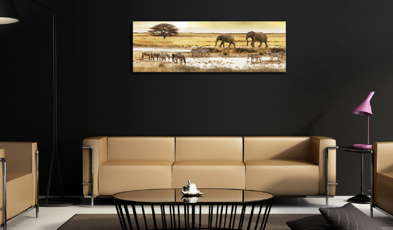 Tablou - Africa: at the waterhole 135x45 cm - 1 | YEO