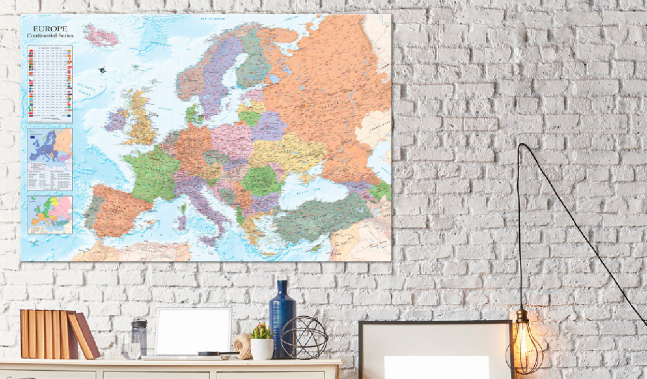 Tablou din plută - Harta lumii: Europa [Cork Map] 120x80 cm - 1 | YEO