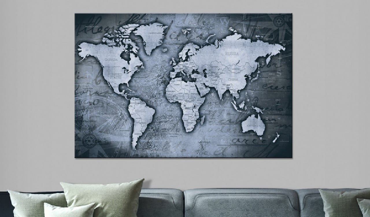 Tablou din plută - Sapphire World [Cork Map] 90x60 cm - 1 | YEO