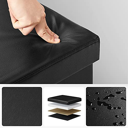 Taburet cu depozitare, Songmics, Negru, 38x38x38 cm
