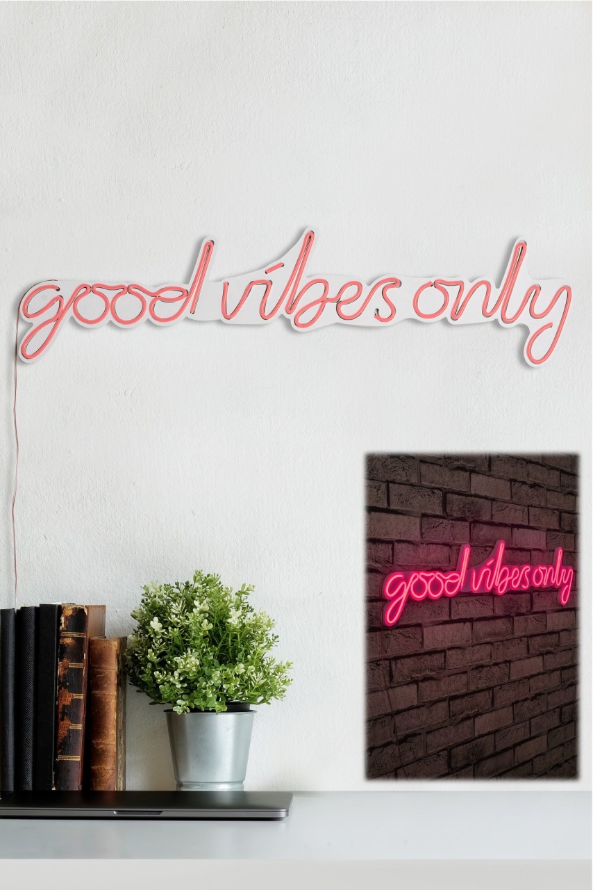 Accesoriu decorativ de perete LED Good Vibes Only Roz 76x19x2 cm - 3 | YEO