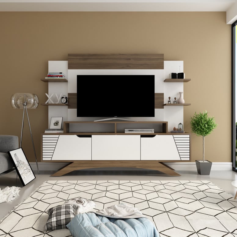 Ansamblu Comoda TV Deparo Walnut-Alb