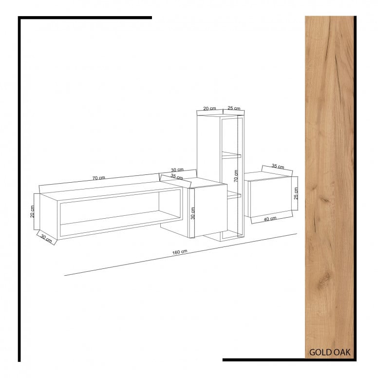 Ansamblu Comoda TV Kumkuat Oak-Alb - 4 | YEO